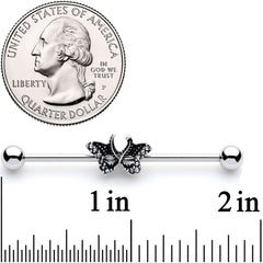 14G Clear Gem Catch That Butterfly Industrial Barbell 38mm