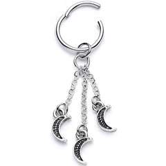 16G 3/8 Triple Crescent Moon Dangle Hinged Segment Ring
