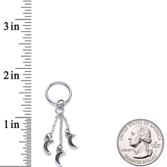 16G 3/8 Triple Crescent Moon Dangle Hinged Segment Ring
