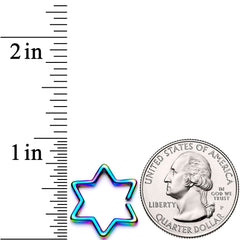16G 5/16 Rainbow Hexagram Star of David Closure Ring