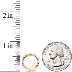 16G 3/8 Gold Tone Leaping Dolphin Hinged Segment Ring