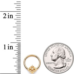 16G 3/8 Clear CZ Gold Tone Regal Rhombus Hinged Segment Ring