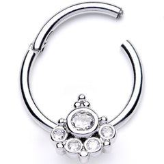 16G 3/8 Clear CZ Gem Geometric Hinged Segment Ring