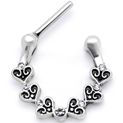 16G 5/16Clear CZ Ring of Hearts Septum Clicker