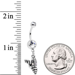 Clear Aurora Gem Mystery Ray Gun Dangle Belly Ring