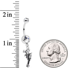 Clear Gem Under the Gun Dangle Belly Ring