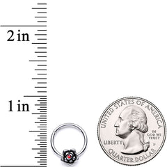 16G 3/8 Red Gem Tiny Flower Hinged Segment Ring