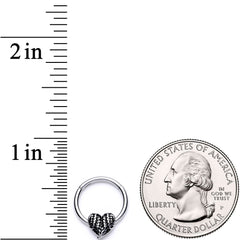 16G 3/8 Textured Geometric Heart Hinged Segment Ring