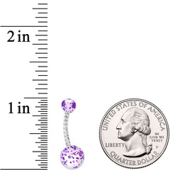 Clearly Coiled Purple Glitter Explosion Twisted Belly Ring