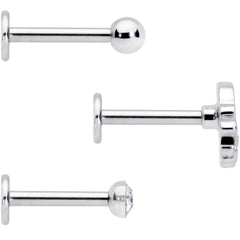 16G 5/16 Clear Gem Winter Penguin Labret Monroe Tragus Set of 3