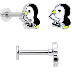 16G 5/16 Clear Gem Winter Penguin Labret Monroe Tragus Set of 3