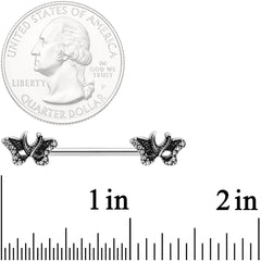 14G 9/16 Clear Gem Catch The Butterflies Barbell Nipple Ring Set