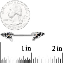 14G 9/16 Aurora Gem Mystery Ray Gun Barbell Nipple Ring Set