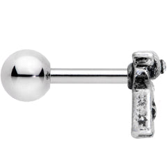 16G 1/4 Clear Gem Rockin' Revolver Gun Cartilage Tragus Earring