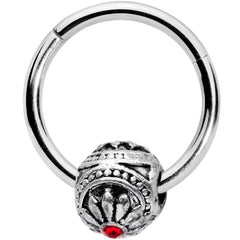 16G 3/8 Red Gem Sumptuous Abstract Bead Hinged Segment Ring