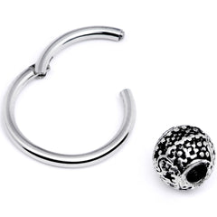 16G 3/8 Tiny Texture Pattern Bead Hinged Segment Ring