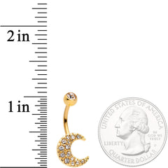 Clear Gem Gold Tone Magnificent Mystical Crescent Moon Belly Ring