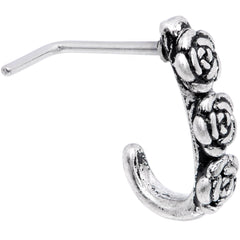 20G Ring of Roses Faux Hoop L Shaped Nose Ring