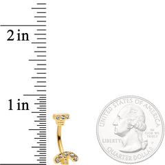 Clear Gem Gold Tone Nuts for Bolts Double Mount Belly Ring