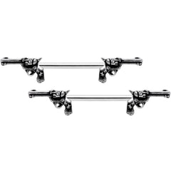 14G 9/16 Clear Gem Western Revolver Gun Barbell Nipple Ring Set