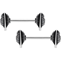 14G 9/16 Southwestern Feathers Barbell Nipple Ring Set