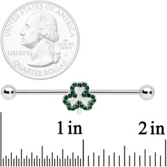 14G Green Gem St Patricks Day Shamrock Barbell Industrial 38mm