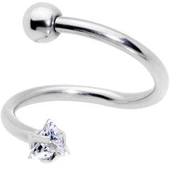 16G 3/8 Goth CZ Gem Triangle Spiral Twister Eyebrow Ring Set