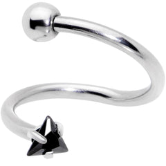 16G 3/8 Goth CZ Gem Triangle Spiral Twister Eyebrow Ring Set