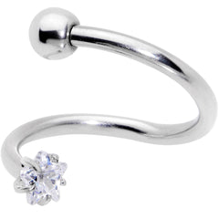 16G 3/8 Color CZ Gem Star Spiral Twister Eyebrow Ring Set