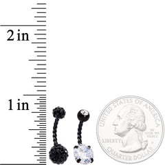 Clear Gem Black Thoroughly Twisted Belly Ring Set of 4