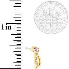 20G 1/4 Clear CZ Gold Tone Twining Strands Nose Bone