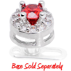 14G Clear Red CZ Two Tier Externally Threaded Dermal Anchor Top