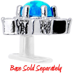 14G Blue Faux Opal Floral Glam Dermal Anchor Top