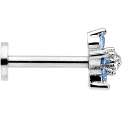 16G 5/16 Clear Blue CZ Gem Star Internally Threaded Labret Tragus