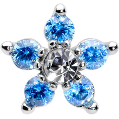 16G 1/4 Clear Blue CZ Gem Star Internally Threaded Labret Tragus