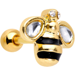 16G 1/4 Clear Gem Gold Tone Bling Bumblebee Cartilage Tragus