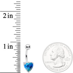 Blue Green Gem Faceted Valentines Day Heart Belly Ring
