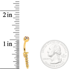 Clear Gem Gold Tone Screw Belly Ring