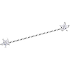 16G Clear Blue CZ Gem Stars Industrial Barbell Bonus Pack Set