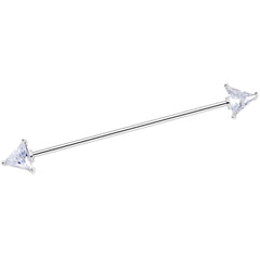 16G Black Clear Gem Love Triangles Industrial Barbell Bonus Pack Set