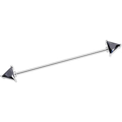 16G Black Clear Gem Love Triangles Industrial Barbell Bonus Pack Set