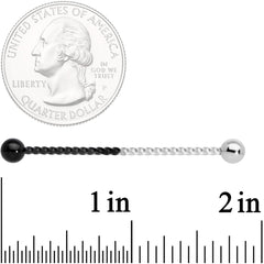 14G Black Steel Two Tone Twisted Industrial Barbell 38mm