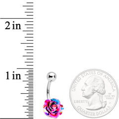 Clear Gem Multicolor Three Dimensional Flower Belly Ring Set of 3