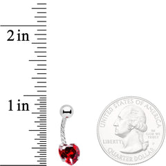 Red CZ Gem Lonely Valentine Heart Twisted Belly Ring