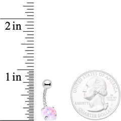 White Faux Opal Cute Colors Twisted Belly Ring
