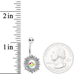 Clear Aurora Dangle Gem Sunburst Belly Ring