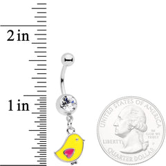 Clear Gem Yellow Easter Chick Dangle Belly Ring