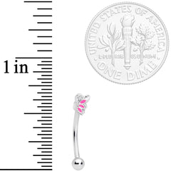 16G 3/8 Pink Butterfly Wing Curved Eyebrow Ring