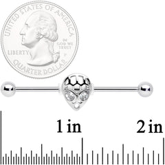 14G Clear CZ Gem Openwork Alien Industrial Barbell 38mm