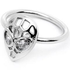 16G 3/8 Clear CZ Gem Openwork Alien Hinged Segment Ring